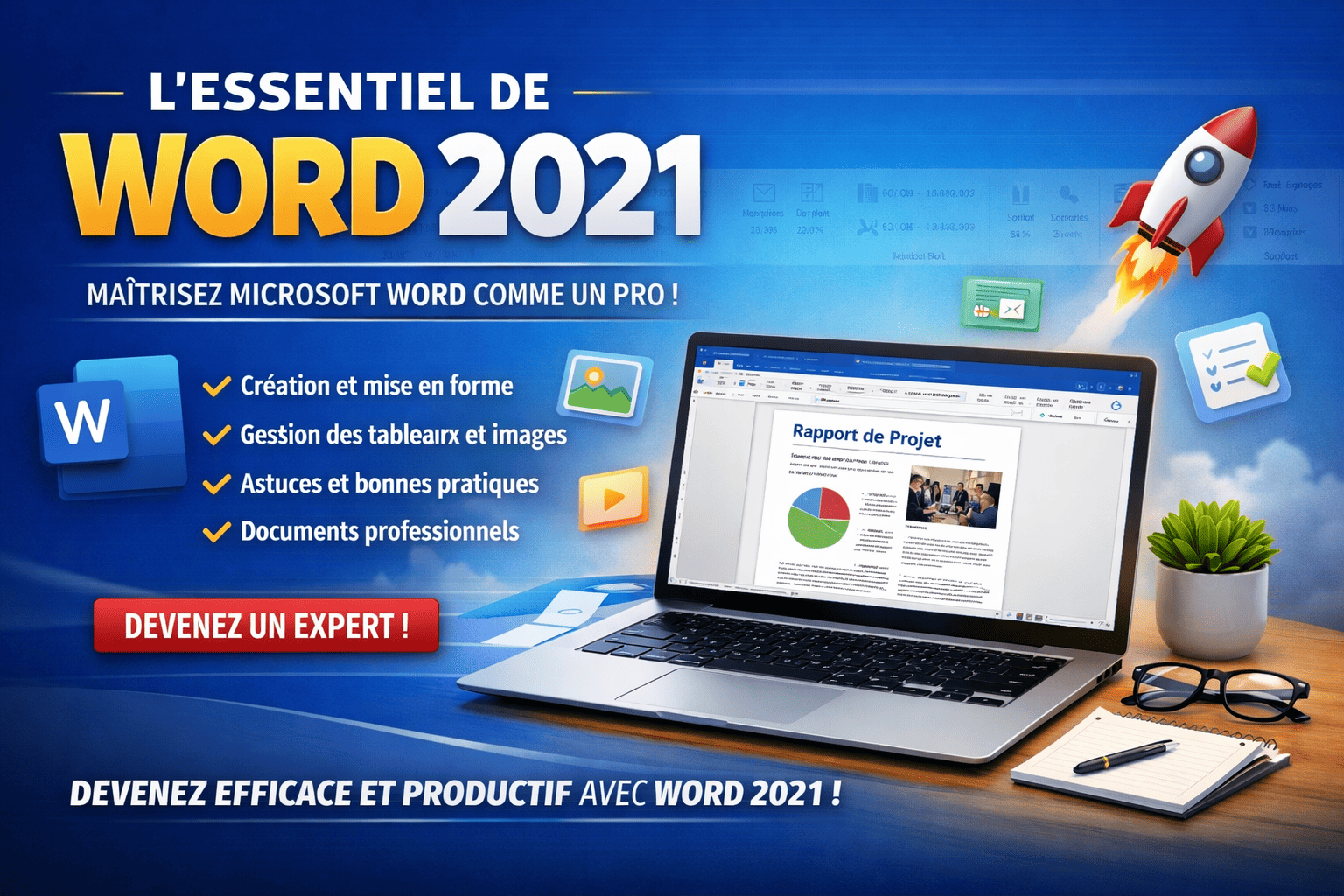 L&rsquo;ESSENTIEL DE WORD 2021: FORMATION COMPLÈTE